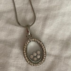 Crystals in glass sliver necklace